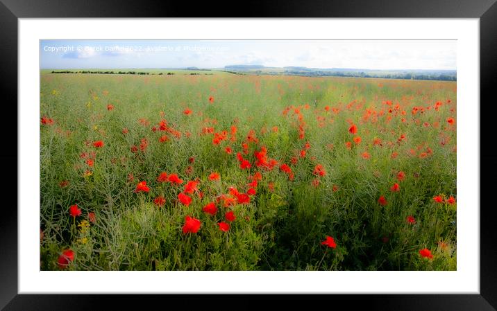 Impressionistic Field of Poppies  (panoramic) Framed Mounted Print by Derek Daniel
