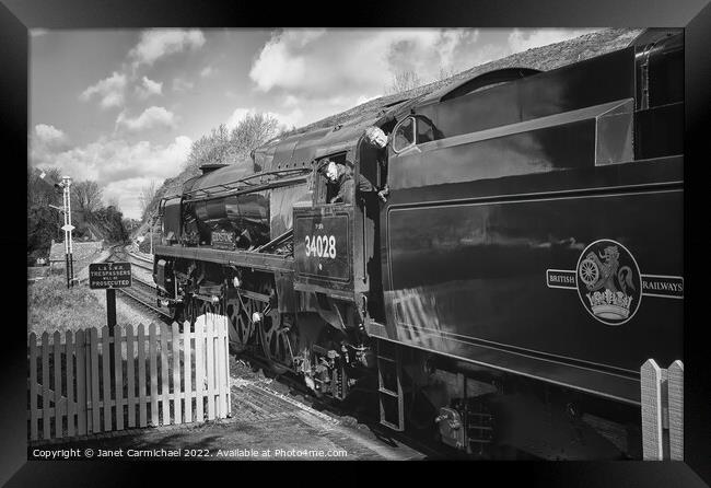 34028 Eddystone - Bulleid Light Pacific Steam Loco Framed Print by Janet Carmichael