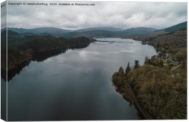 Drone Image Of Loch Ard Canvas Print by rawshutterbug 