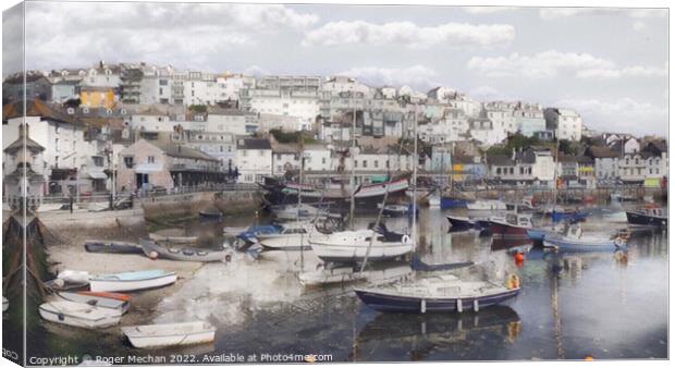 Serene Brixham Haven Canvas Print by Roger Mechan