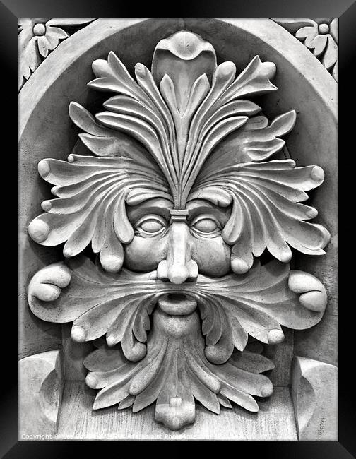A stone carving   Framed Print by Les Schofield