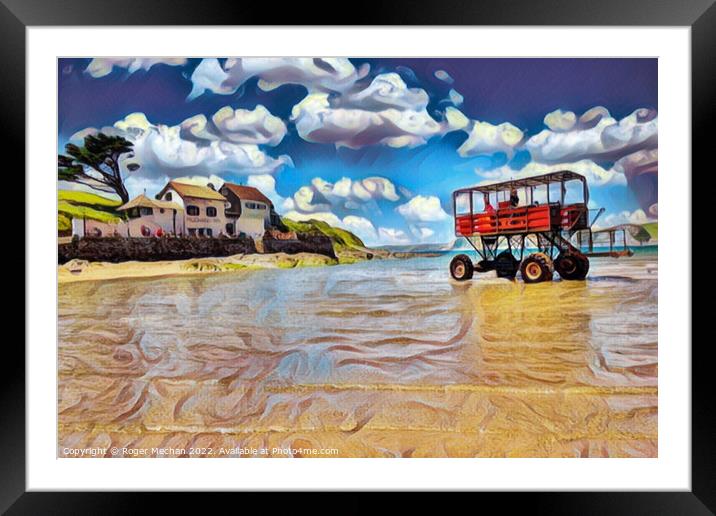 The Iconic Sea Tractor of Burgh Island Framed Mounted Print by Roger Mechan