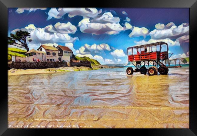 The Iconic Sea Tractor of Burgh Island Framed Print by Roger Mechan