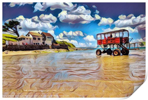 The Iconic Sea Tractor of Burgh Island Print by Roger Mechan