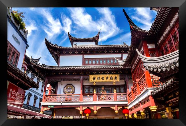 Old Shanghai Houses Red Roofs Yuyuan China Framed Print by William Perry
