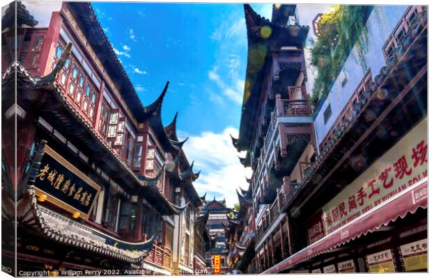 Old Shanghai Houses Red Roofs Yuyuan China Canvas Print by William Perry