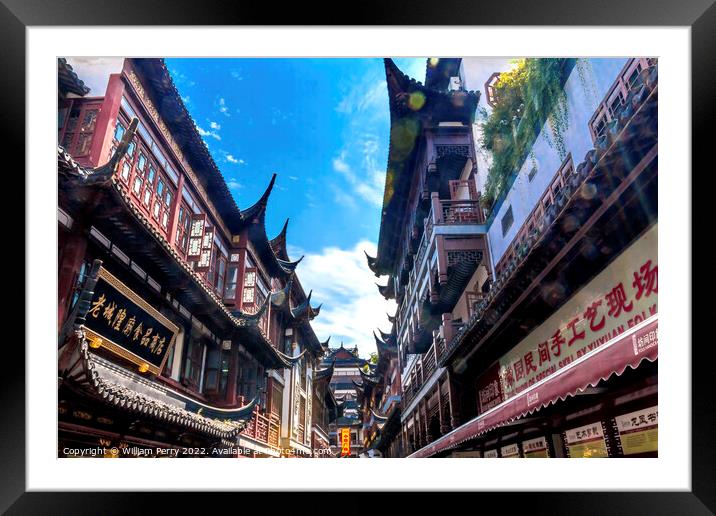 Old Shanghai Houses Red Roofs Yuyuan China Framed Mounted Print by William Perry