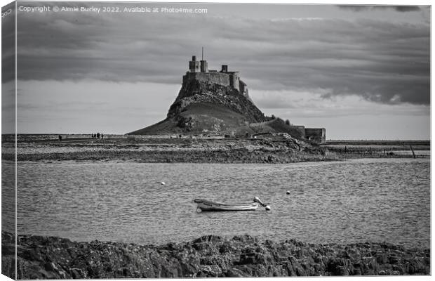 Lindisfarne boat black and white Canvas Print by Aimie Burley