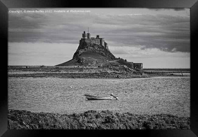 Lindisfarne boat black and white Framed Print by Aimie Burley