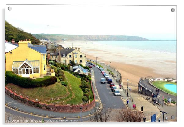 Seafront and Brigg at Filey, North Yorkshire, UK. Acrylic by john hill
