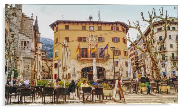 Soller Town Square Mallorca Acrylic by Peter F Hunt