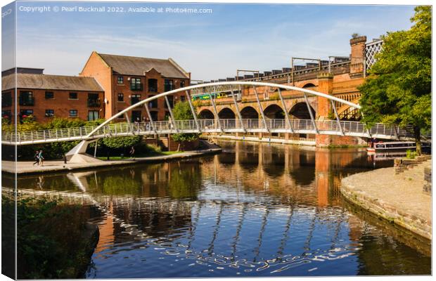 Bridgewater Canal in Castlefield Manchester Canvas Print by Pearl Bucknall