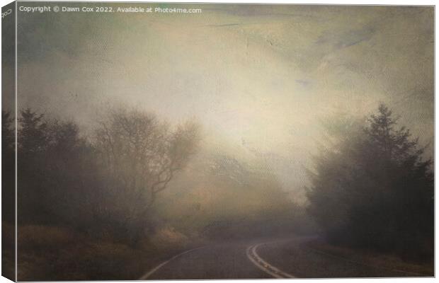 foggy road Canvas Print by Dawn Cox