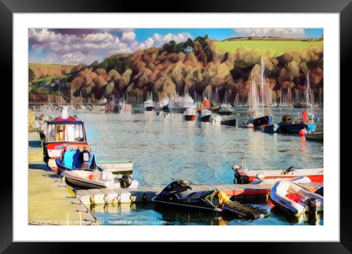 Serene Watercraft on Dartmouth's River Framed Mounted Print by Roger Mechan