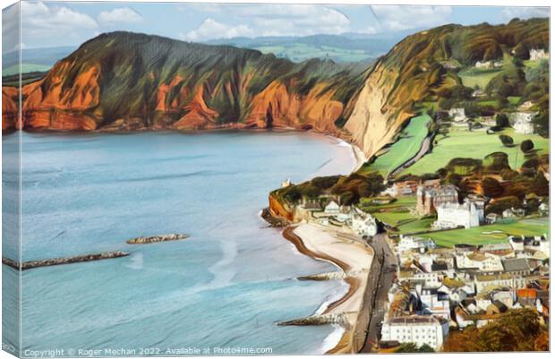 Serene Town by the Red Cliffs Canvas Print by Roger Mechan