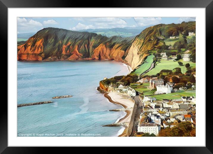 Serene Town by the Red Cliffs Framed Mounted Print by Roger Mechan