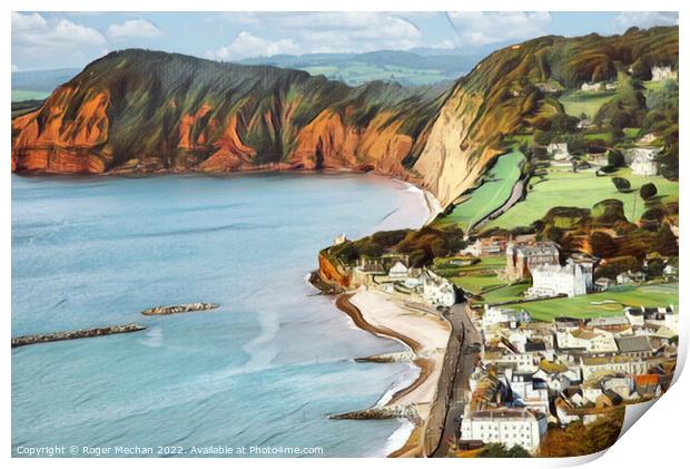 Serene Town by the Red Cliffs Print by Roger Mechan