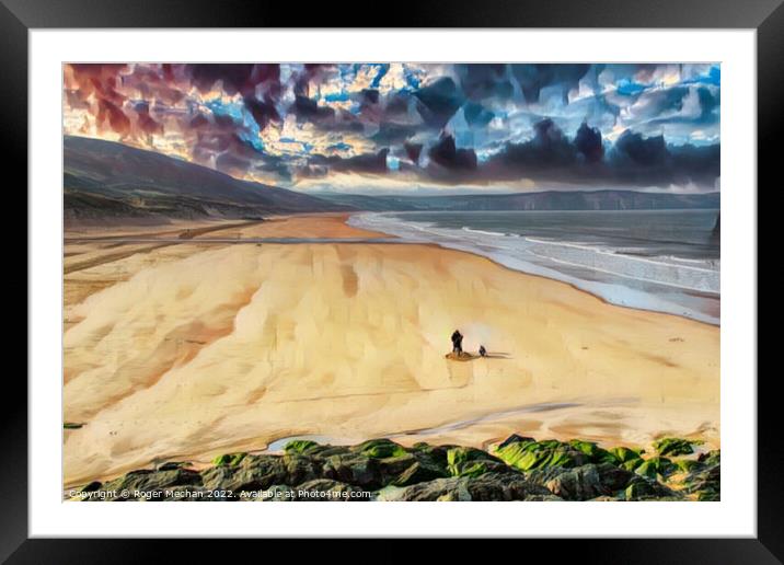Golden Sands of Woolacombe Bay Framed Mounted Print by Roger Mechan
