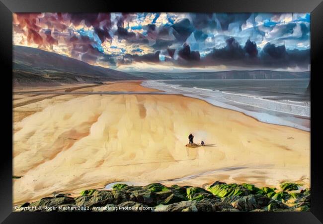 Golden Sands of Woolacombe Bay Framed Print by Roger Mechan