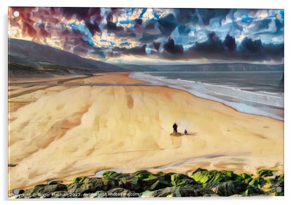 Golden Sands of Woolacombe Bay Acrylic by Roger Mechan