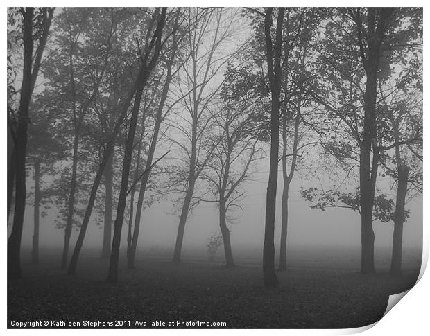 Trees in the Mist Print by Kathleen Stephens