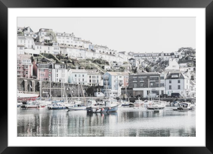 Brixham Harbour in pastel colours Framed Mounted Print by Peter Greenway