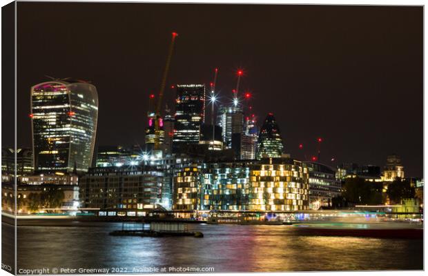 London At Night - The 'Walkie Talkie' Building & F Canvas Print by Peter Greenway