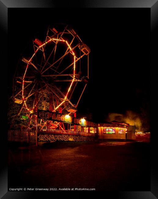 Hollycombe Vintage Steam Fairground At Night Framed Print by Peter Greenway