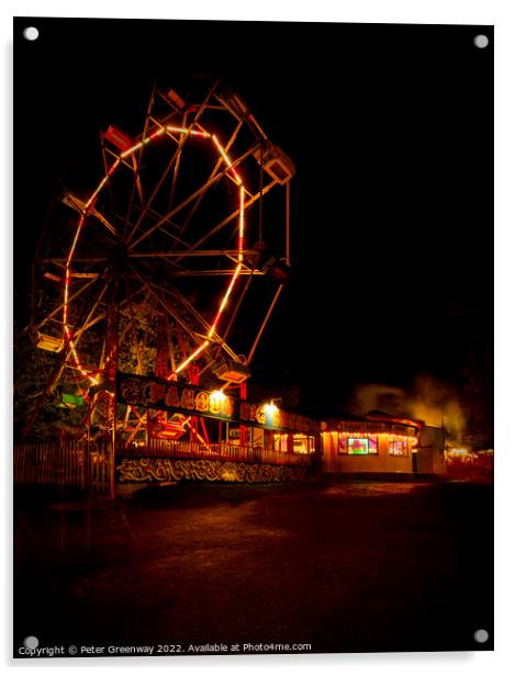 Hollycombe Vintage Steam Fairground At Night Acrylic by Peter Greenway