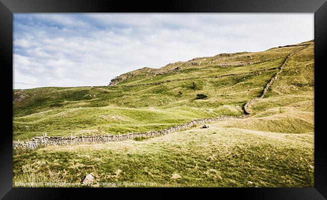 Dry Stone Wall At Honiston Pass, Lake District Framed Print by Peter Greenway
