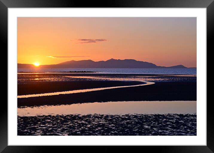 Colourful Ayr beach view of Arran sunset Framed Mounted Print by Allan Durward Photography