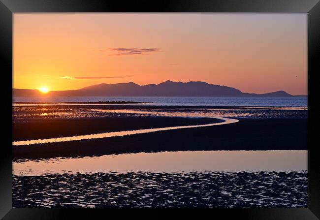 Colourful Ayr beach view of Arran sunset Framed Print by Allan Durward Photography