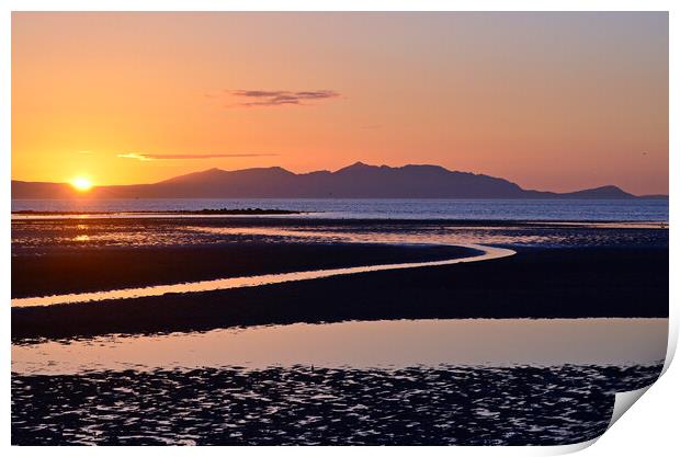 Colourful Ayr beach view of Arran sunset Print by Allan Durward Photography