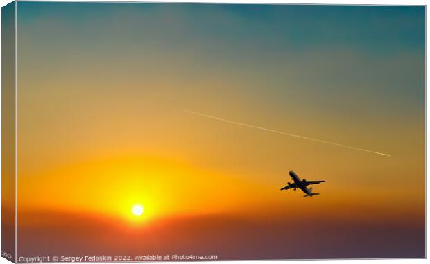 Passenger plane in the beautiful sky - Air travel Canvas Print by Sergey Fedoskin