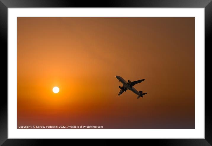 Passenger plane in the beautiful sky - Air travel Framed Mounted Print by Sergey Fedoskin