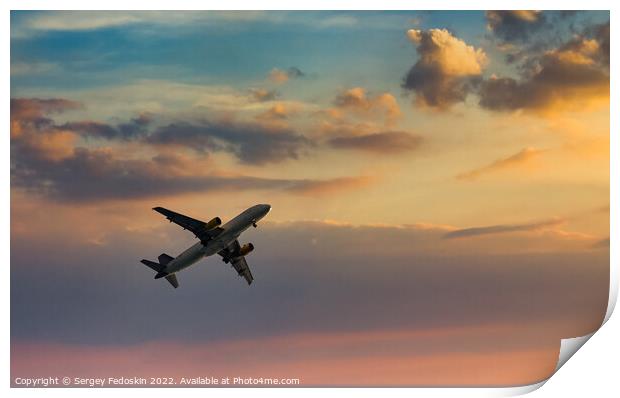Passenger plane in the beautiful sky - Air travel Print by Sergey Fedoskin