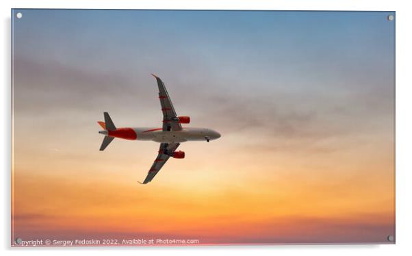 Passenger plane in the beautiful sky - Air travel Acrylic by Sergey Fedoskin