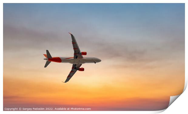 Passenger plane in the beautiful sky - Air travel Print by Sergey Fedoskin