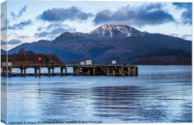 Luss Pier and Ben Lomond Canvas Print by Angus McComiskey