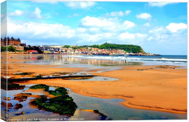 Scarborough low tide reflections, Yorkshire. Canvas Print by john hill