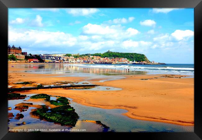 Scarborough low tide reflections, Yorkshire. Framed Print by john hill