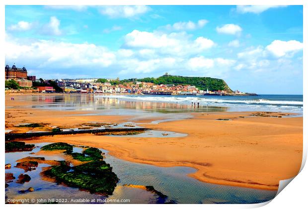 Scarborough low tide reflections, Yorkshire. Print by john hill