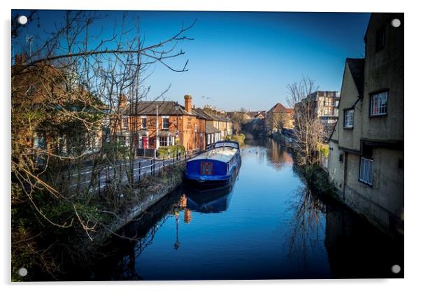 The River Lea Hertford Acrylic by Andy laurence