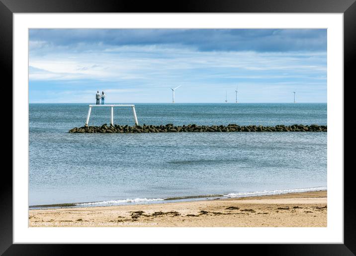 The Couple Statue, Newbiggin By The Sea Framed Mounted Print by Jim Monk