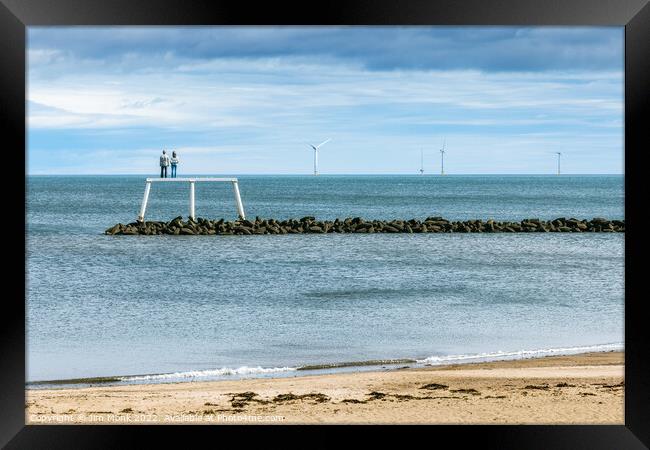 The Couple Statue, Newbiggin By The Sea Framed Print by Jim Monk