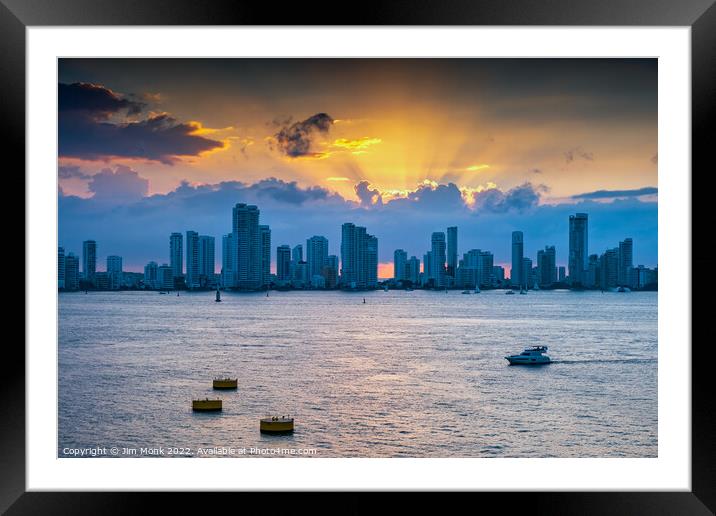 Sunset over Cartagena Framed Mounted Print by Jim Monk