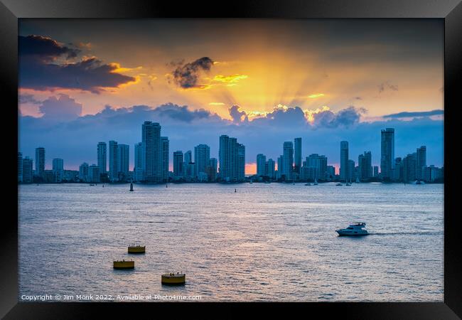 Sunset over Cartagena Framed Print by Jim Monk