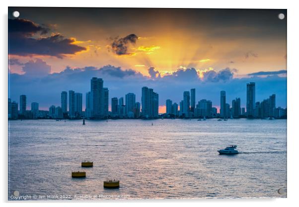 Sunset over Cartagena Acrylic by Jim Monk