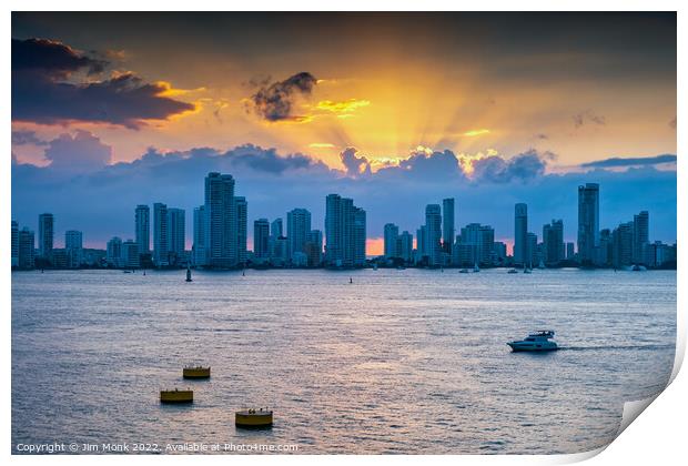 Sunset over Cartagena Print by Jim Monk