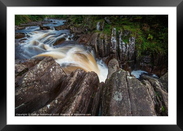 The top falls at Bracklinn gorge Framed Mounted Print by George Robertson